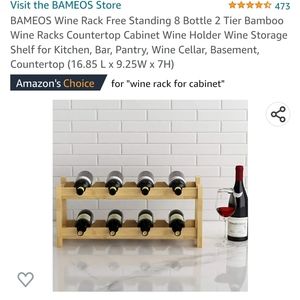 Natural wood wine rack , free standing 8 bottle 2 tier bamboo wine rack,…